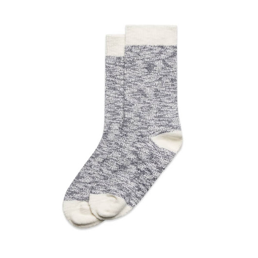 Two pairs of slub socks in grey with cream accents, featuring a soft texture and a subtle design.