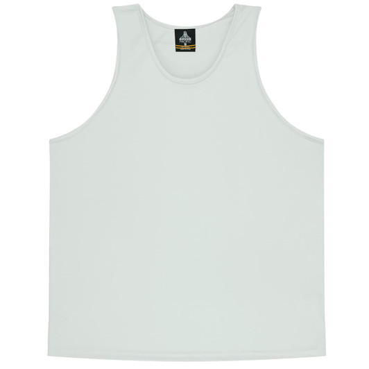 A light green singlet featuring a branding logo, suitable for casual wear.