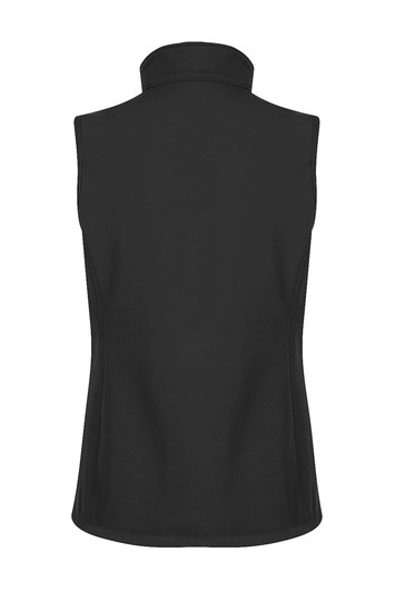 A black sleeveless vest with a high collar, featuring a fitted design and no visible logos or branding.