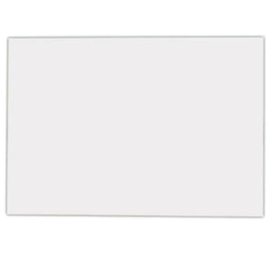 A square cut fridge magnet in a plain white finish. Features a subtle border and includes a logo.