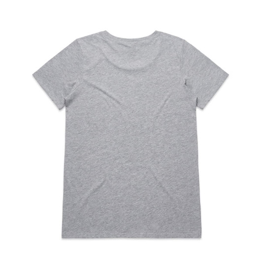 A grey T-shirt with short sleeves and a round neckline. The back is plain with no visible design or branding.