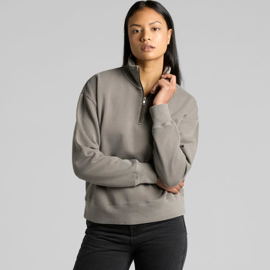 A faded half zip jacket in grey with a relaxed fit and a small logo on the front.