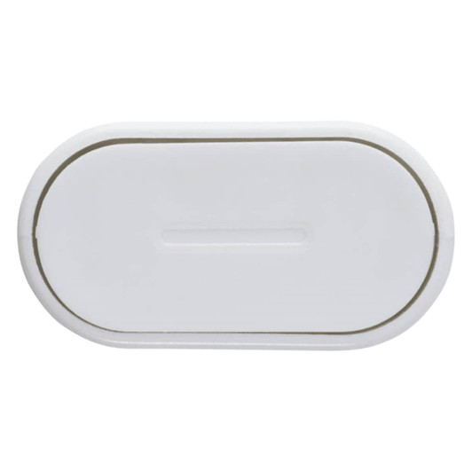 A modular charging cable in white with a sleek, rounded design and an embedded logo.