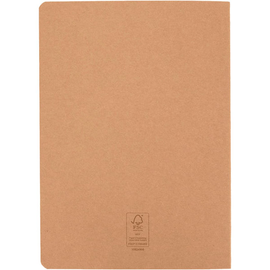 A tan A5 cahier planner with a smooth finish and a logo on the bottom corner.