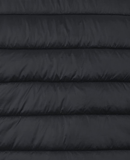 A black puffer vest featuring a quilted design, suitable for layering in cooler weather.