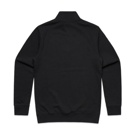 A black Stencil Half Zip Crew with a high collar and long sleeves, featuring a simple design and ribbed cuffs.