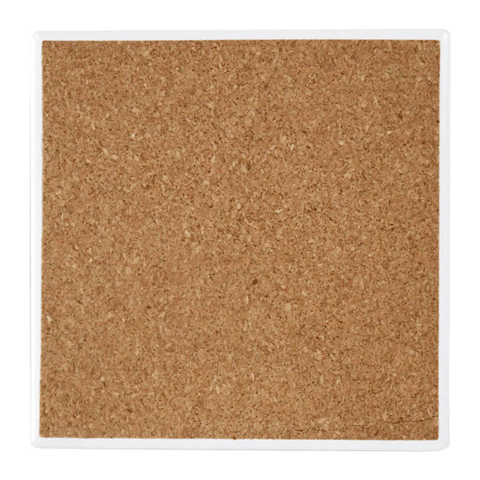 A square sublimated ceramic coaster in a natural cork finish, featuring a plain design with rounded corners.