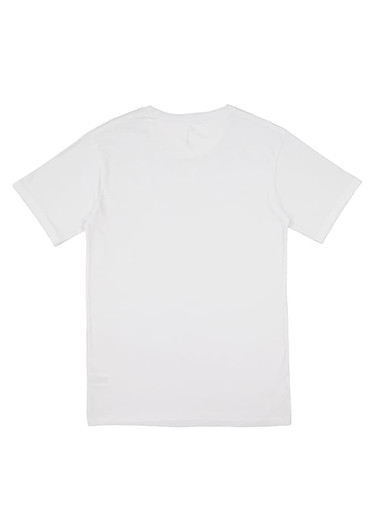 A plain white short sleeve tee with a simple design and no visible logos or branding.