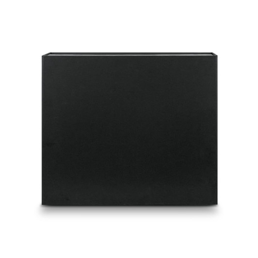 A large black magnetic lid gift box with a sleek, minimalist design and a branding logo.
