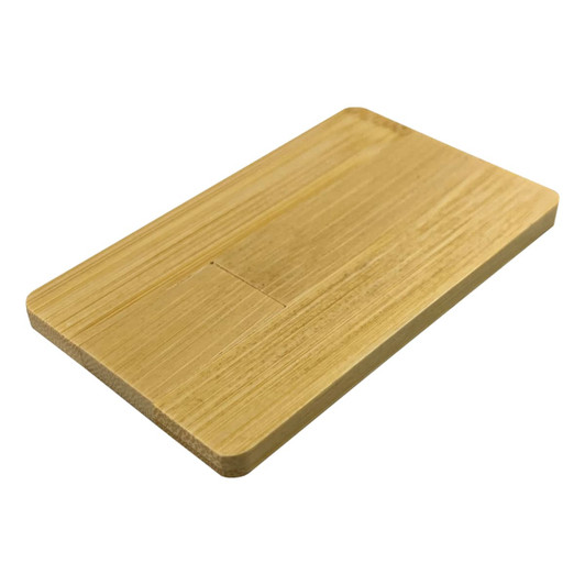 A bamboo USB flash drive with a simple, sleek design, featuring a natural wood finish.