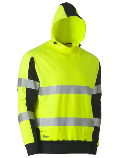 Men's Taped Two Tone Hi Vis Contrast 4 Way Stretchy Hoodie
