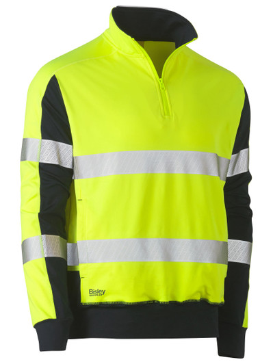 Men's Taped Two Tone Hi Vis Contrast Stretchy 1/4 Zip Pullover