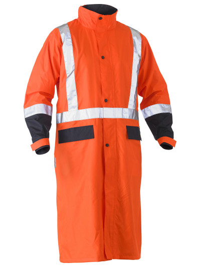 Men's Taped Hi Vis Long Rain Coat