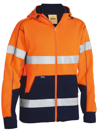 Men's Taped Hi Vis Zip Fleece Hoodie with Sherpa Lining