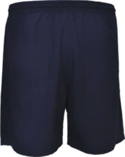 Navy woven running shorts featuring a comfortable elastic waistband and a simple design. Includes a logo.