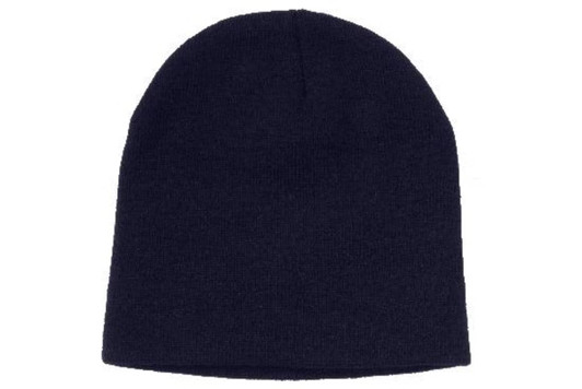 A navy blue rolled-down acrylic beanie toque with a simple design and no visible branding.