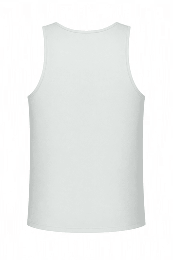 A light grey men's singlet with a classic sleeveless design and a logo on the back.