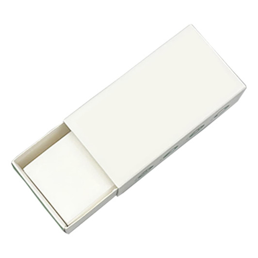 A white box containing thin soap sheets, partially open to reveal the sheets inside. The box features a logo.