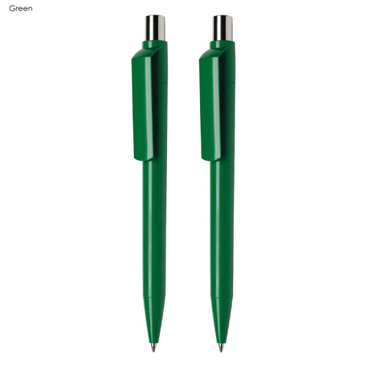 A green pen gift set featuring two sleek pens with a minimalist design and silver accents.