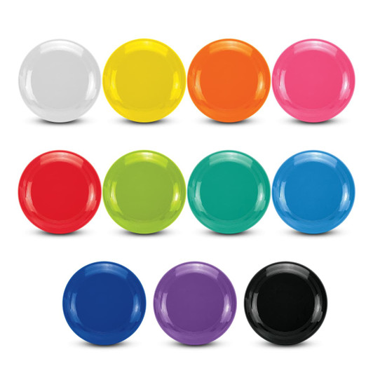 Aero Flyer - Large featuring a variety of vibrant coloured discs, including white, yellow, orange, pink, red, green, teal, blue, purple, and black.