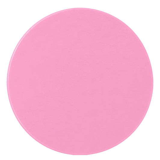 A round, pink Glider slider makeup mirror with a smooth surface and no visible markings.