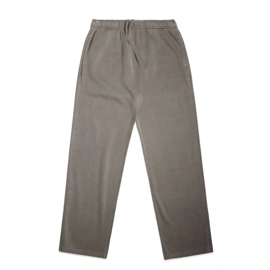Faded cuffless track pants in a light grey colour, featuring an elastic waistband and two side pockets.