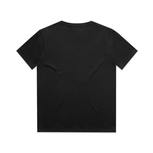 A black kids' t-shirt with a classic short-sleeve design, featuring a plain back and minimal detail.