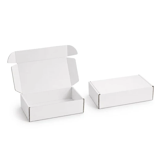 A white cardboard box with a locking lid, measuring 290 x 175 x 60mm, displayed open and closed.