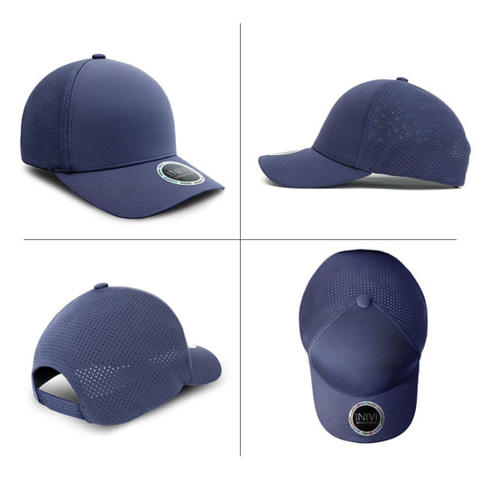 A premium navy nylon cap featuring a breathable design and an attached logo on the front.