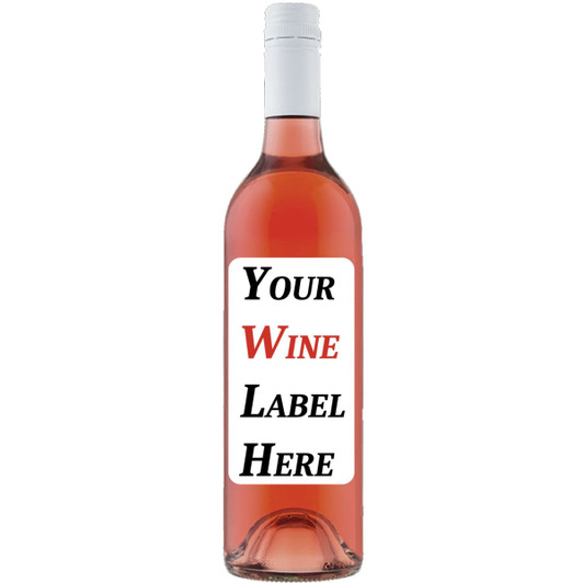 A drink bottle of Rosé wine in a clear glass bottle with a white screw cap, featuring a blank label.