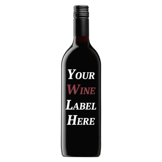 A drink bottle featuring a dark red wine with a sleek black label and a distinctive bottle shape. It has a logo.
