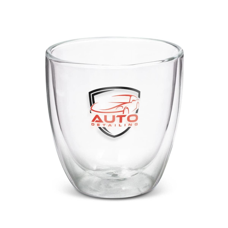 A double wall glass with a capacity of 310ml, featuring a logo design for "AUTO DETAILING."