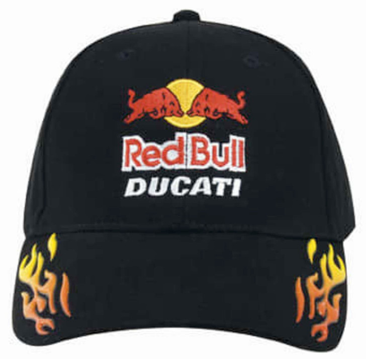 A black cap featuring sonic weld flames design, with a logo on the front.