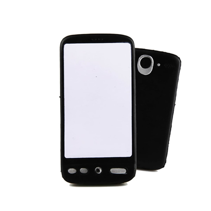 A black stress mobile phone featuring a blank screen and gloss finish, designed for stress relief and play.
