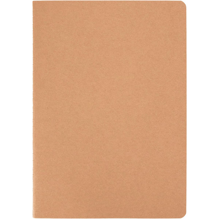 A brown A5 planner with a simple, smooth cover and rounded edges, featuring a logo on the front.