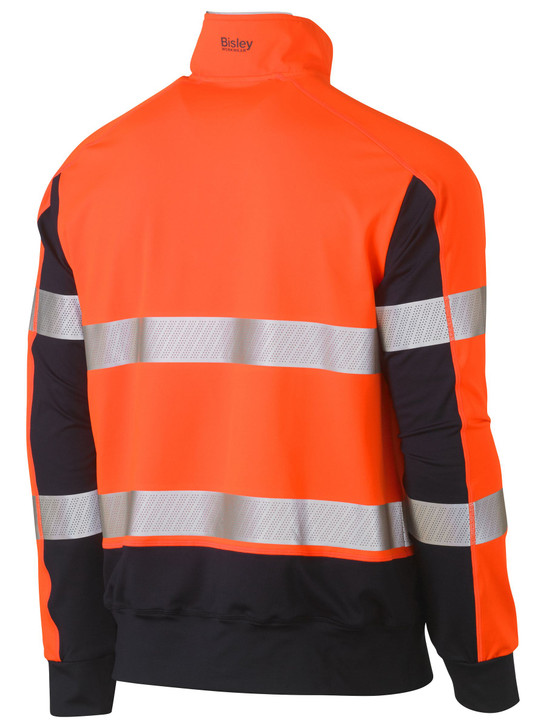 Men's Taped Two Tone Hi Vis Contrast Stretchy 1/4 Zip Pullover