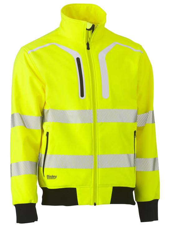 Men's Taped Hi Vis Soft Shell Bomber Jacket