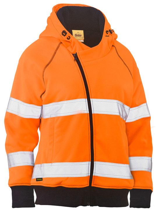 Women's Women's Taped Hi Vis Fleece Zip Front Hoodie with Sherpa Lining