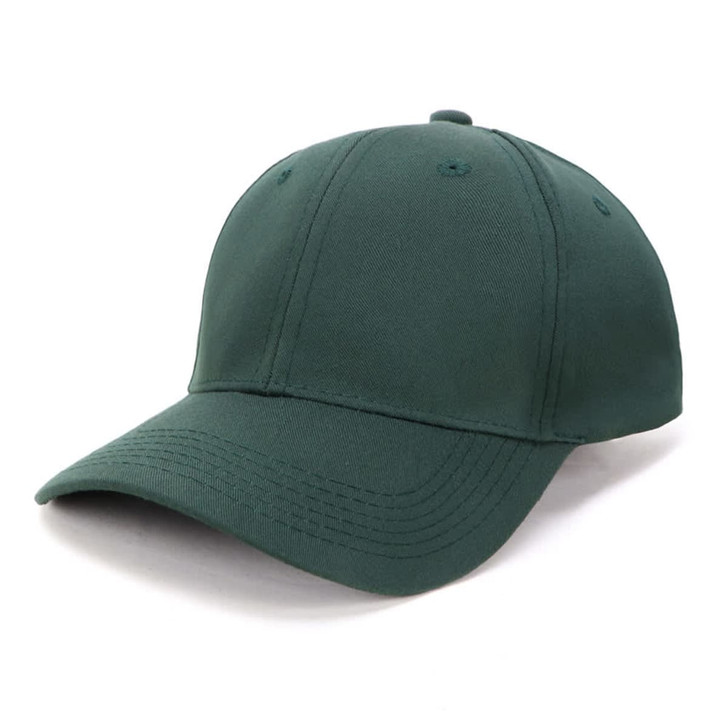 A green sports cap featuring a rounded crown and a curved brim, with a logo on the front.