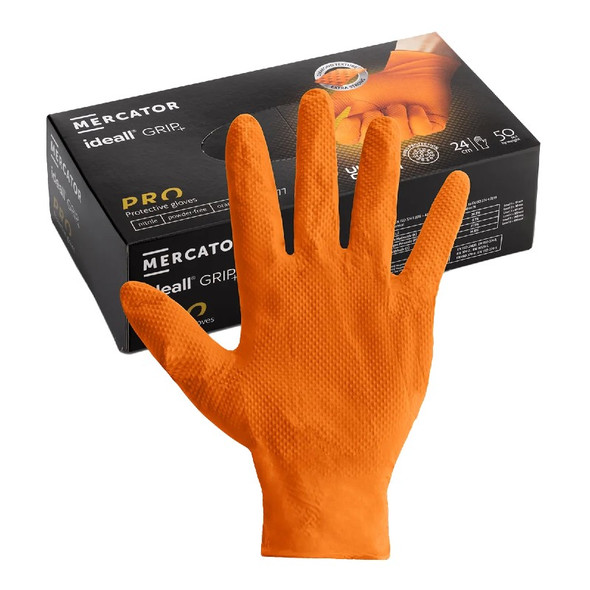 Grip Orange Powder Free Nitrile Gloves - Ex Lg - 25 prs