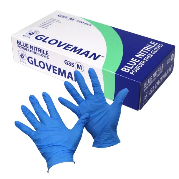 Gloveman Blue Powder Free Nitrile Gloves - Large - 50 prs