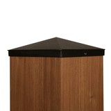 Actual eight inch by eight inch powder coated black aluminum fence post cap