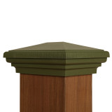 Four by six Olive Green Post Cap.  This post cap fits a three and one half  by five and one half post. 