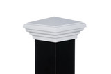 Four by four nominal White Pyramid Post Cap for wooden posts.  
