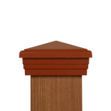Four by four Cedar Color Pyramid Post Cap for wooden posts.  