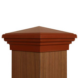 Six by six Cedar Color Pyramid Post Cap for wooden posts.  