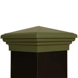 Six by six Olive Green Pyramid Post Cap for wooden posts.  
