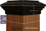 specifications of O.D. and post size suitable for 5555 flat top post cap models fits standard pressure treated (nominal) 6x6 post measuring 5.5" up to 5.75"