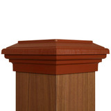 Six by six Cedar Color Flat Top Post Cap for wooden posts.  