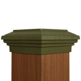 Six by six Olive Green Flat Top Post Cap for wooden posts.  